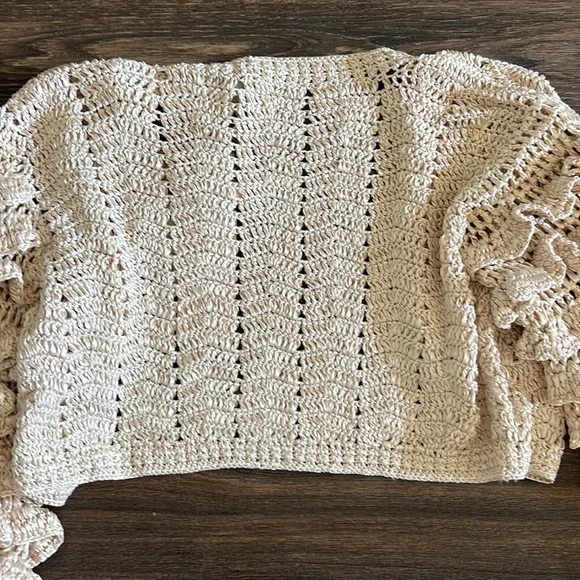 LoveShackFancy Junice Crop Cardigan in Sand